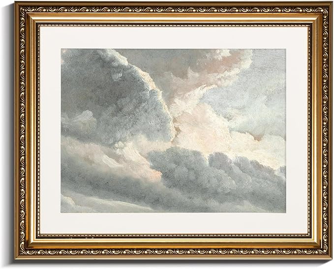 InSimSea Retro Gold Framed Wall Art, Home Room Meadow with Flowers Vintage Wall Decor, Canvas Print Artwork, Farmhouse Country Decor, Antique Picture Frame Landscape Paintings, 13x16 Inch