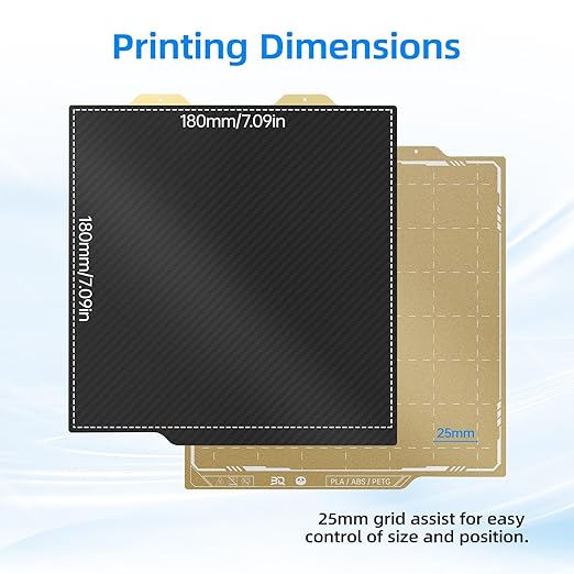 BIQU Double Sided Build Plate 184x184mm, Smooth PET+Texture PEI Surface Flexible Sheet Removable Platform Spring Steel Plate Print Bed Compatible with Bambu-Lab A1 Mini 3D Printer