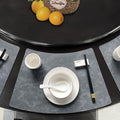 Leather Round Table Washable Placemats, Thick Faux Leather Heat Resistant Wedge Table Placemat, Waterproof Non-Slip Easy to Clean Place mat for Kitchen Coffee Dining Room Table Set of 6