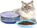 Selamica Ceramic Cat Food Bowl, 6 Inch Cat Bowls Whisker Friendly, Shallow Wide Kitten Plates for Food and Water, Set of 6, Gradient Blue