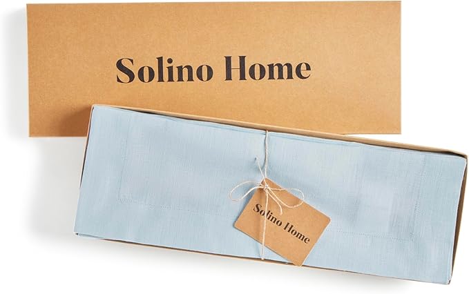 Solino Home Linen Placemats Set of 4 - Ice Water Placemats 14 x 19 Inch - 100% Pure Linen Table Place Mats for Spring, Easter - Fete