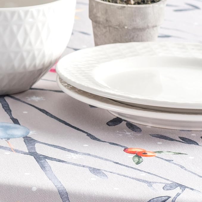 Maison d' Hermine Table Cloth Round Table 100% Cotton 69 Inches Fall Tablecloth Reusable Everyday Use for Thanksgiving Christmas Decorations Dining Farmhouse Party (Fairy Christmas)
