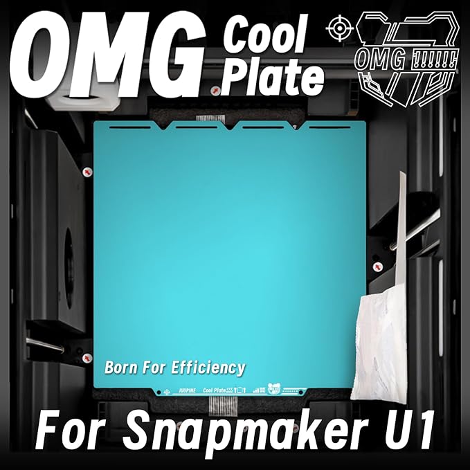 New Upgraded OMG Cool Plate for Snapmaker U1 3D Printer, 276x293mm Thicker Magnetic U1 Build Plate with Supertack Smooth Surface, Easy Release 3D Printer Hotbed for PLA PETG Printing