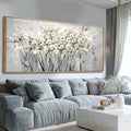 VAYIMDH White and Gold Canvas Wall Art Flower Photo Prints Vintage Wood Wall Decor 40"x86" Kitchen Artwork Pictures for Bedroom