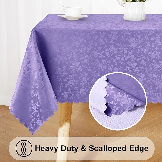 Smiry Round Table Cloth, Waterproof Heavy Duty Vinyl Tablecloths, Wipeable Washable Table Cover for Kitchen and Dining Room (Purple, 60" Round)