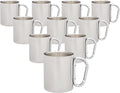 DISCOUNT PROMOS Stainless Steel Mugs with Carabiner Handle 10 oz. Set of 10, Bulk Pack - Perfect for Coffee, Soda, Other Hot & Cold Beverages - Silver