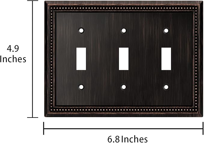 Henne Bery Sunken Pearls Heavy Duty Decorative Wall Plate Switch Plate Outlet Cover (Triple Toggle, Aged Bronze)