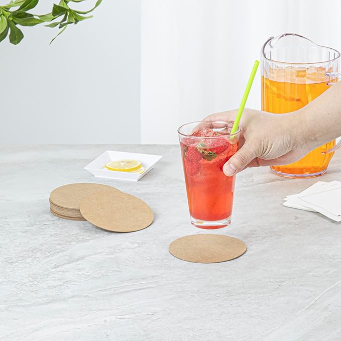 Restaurantware Paper Coasters 100 Pack of 4 Inch Disposable Beverage Coasters Absorbent for Hot and Cold Drinks Kraft Coffee Cup Essentials for Table Decor, Kitchen, Home Patio or Living Room