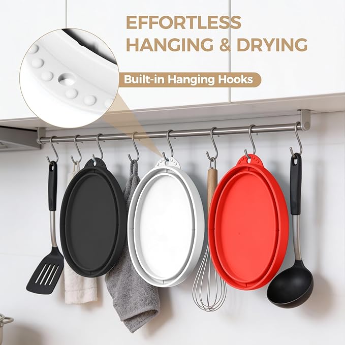 Silicone Kitchen Aid Bowl Liners - 3-Pack Foldable Mixing Bowl Inserts with Lids for Kitchenaid Tilt-Head 5 qt Mixers Non‑Stick Stand Mixer Accessories Red Black white