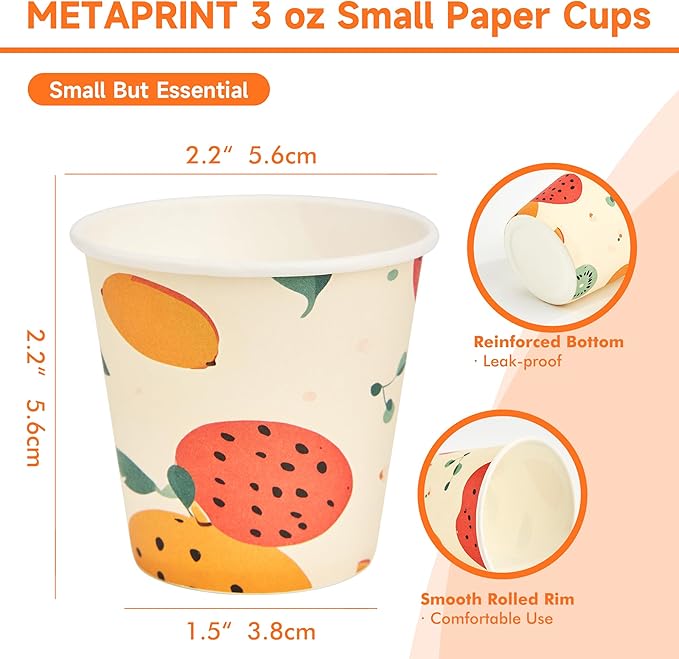 300 Pack 3 oz Bathroom Cups, Disposable Paper Cups with Rolled Rim, Small Paper Mouthwash Cup for Guest Bathrooms, Vanity & Office Use, Off-white