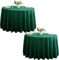 2-Pack Round 108-inch Blackish Green Table Cloths, Solid Stain and Wrinkle Resistant Circular Tablecloth, Premium Plain Weave Polyester Fabric Table Linen Covers for Hotel, Banquet