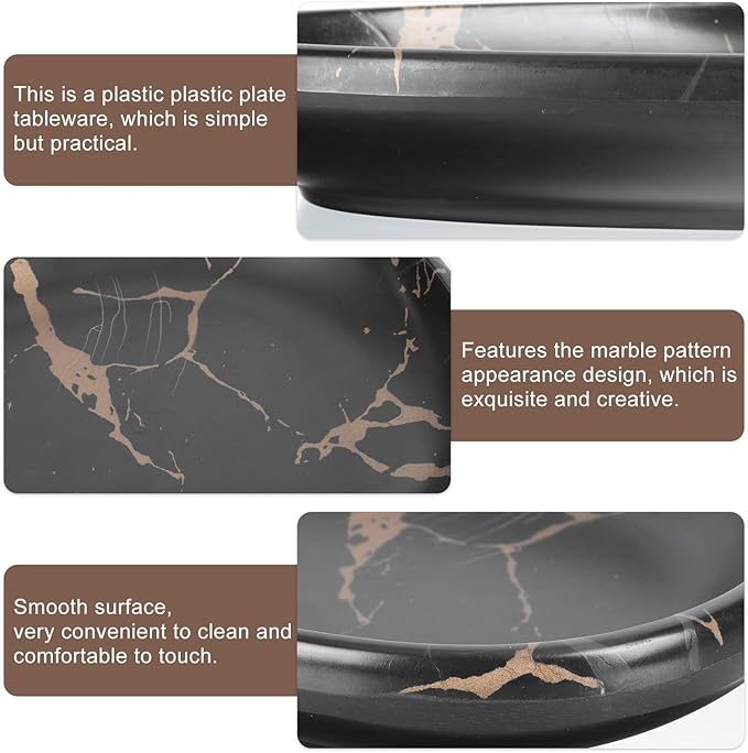 Marble Pattern Oval Dinner Plate 10.2 Inch Imitation Porcelain Steak Plate Western Tableware Fruit Storage Tray for Home Dining