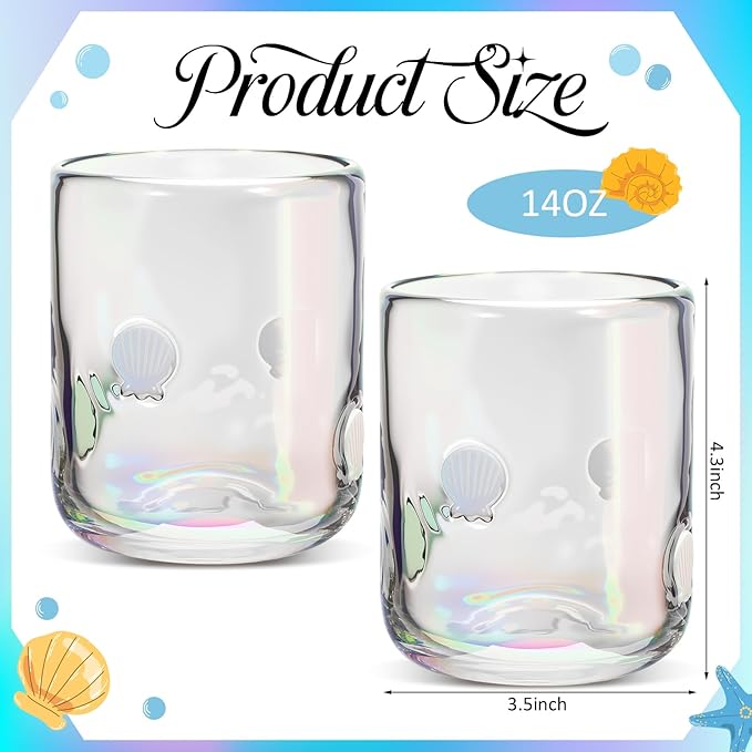 Icon Juice Glasses, 14oz Stemless Wine Drinking Juice Glass Cup for Valentine Party Supplies Gift(2 Pcs,Shell White)