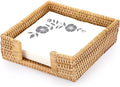 Sumnacon Napkin Holder,Wicker Napkin Holder Table,Rattan Napkin Basket,Square Napkin Tray,Flat Napkin Holders for Kitchen Dinning Table Desk Counter Restaurant Party Bar,Honey Brown