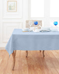 Solino Home Square Linen Tablecloth 52 x 52 Inch - 100% Pure Linen Sky Blue Table Throw - Classic Hemstitch, Machine Washable Table Cloth for Spring, Easter