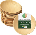 Charity Leaf Disposable Palm Leaf 3.5" Round Mini Bowl (100 pcs) Dipping Bowls | Bamboo Like| All Natural and Biodegradable | Charcuterie Boards, BBQs, and Parties