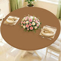Round Spandex Tablecloth, Elastic Fitted Waterproof Tablecloths for 31"-35" Tables, Stretch Washable Picnic Table Cover for Camping, Dining, Indoor and Outdoor,Brown
