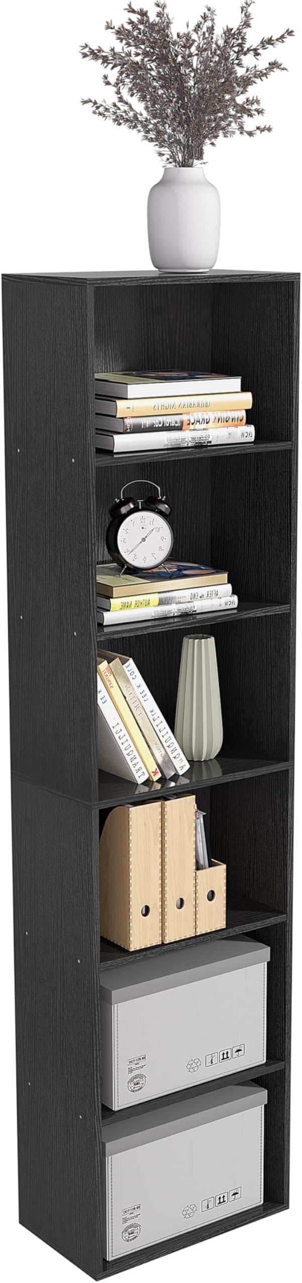 Wooden 6 Cube Storage Organizer, Vintage Brown 6 Cube Storage Shelf, 6 Tier Closet Organizers Storage Cubes Display Cubby for Any Space (Black, 6 Cube-W(15.7inch))