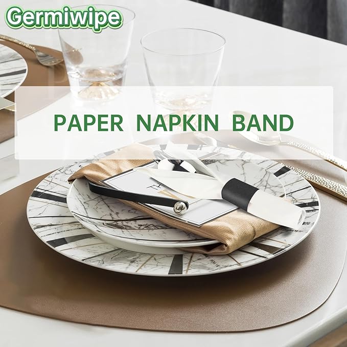 Germiwipe 2500 Pcs Black Napkin Bands,Paper Napkin Rings Self-Adhesive,Silverware Wraps Bands, Perfect for Birthday Parties, Weddings, Family Reunion & Events