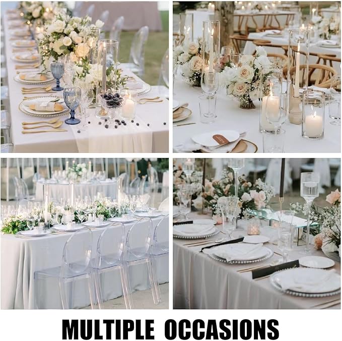 10 Pack White Table Cloth 60 x 102 Inch Polyester tablecloths for 6 FT Rectangle Tables, Stain and Wrinkle Resistant Washable Fabric White Table Covers for Parties