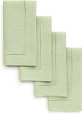 Solino Home Linen Napkins Set of 4 - Classic Hemstitch 100% Pure Linen Sage Green Dinner Napkins Cloth 20 x 20 Inch for Winter, Spring, Easter, St Patricks Day - Handcrafted and Machine Washable