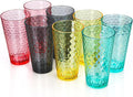 BPA-Free Plastic Tumblers 8 Pack (8x22oz) | Reusable Dishwasher Safe | Stackable Shatterproof Cups | Plastic Drinkware & Drinking Tumblers for Restaurant, Home, Party