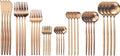 JASHII 32-Piece Tableware Set Stainless Steel Flatware Set with Coffee Spoon Long Handle Spoon Premium Cutlery Service for 4 Satin Finish Utensils for Home (Copper)