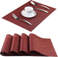 Vinyl Placemats,Washable Table Mats Easy to Clean Woven Placemats for Dining Table Set of 4 (Burgundy Red)