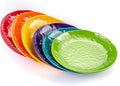 6.7-Inch Melamine Dessert Plates (Set of 6) - Unbreakable and Reusable Dinnerware with Ceramic Feel, Stackable and Dishwasher-Safe (Multi-color)