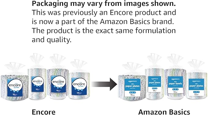 Amazon Basics Ultra Paper Bowls, 20 Oz, Disposable, 1080 Count (8 packs of 135), White (Previously Encore)