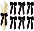 Bow Napkin Rings Set of 6 Luxury Soft Black Velvet Napkin Holders, Elegant Bow Design for Christmas Holiday Dinner Wedding Party Table Decor