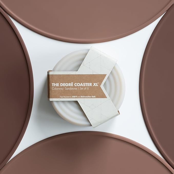 LINE+ARC Extra Thick Silicone Coasters (As Seen in NYTimes WireCutter) Waterproof Anti-Stain Heat-Safe Dishwasher-Safe Degrē Coasters XL (Set of 6 Winter Salad) Outdoor Rubber Mid-Century Modern