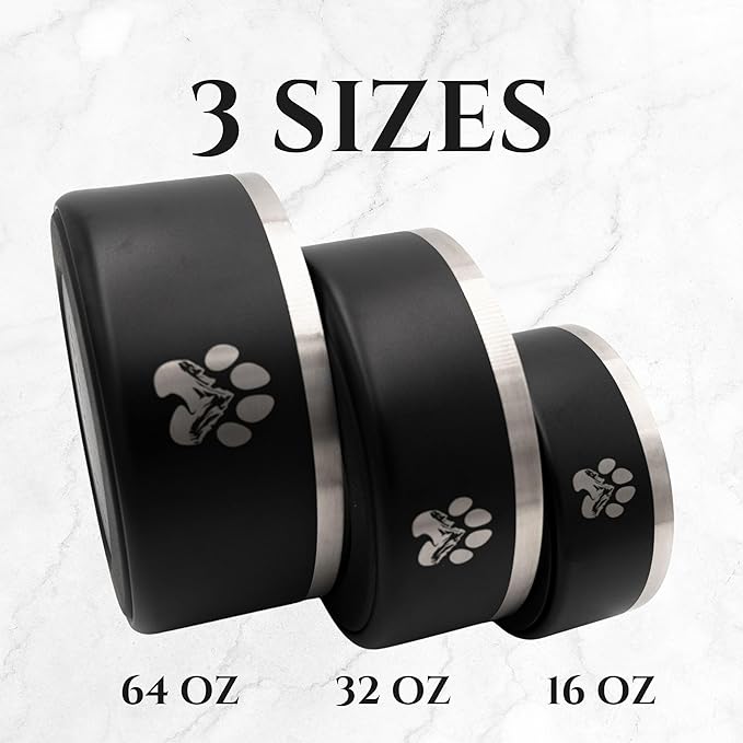 Stainless Steel Dog Bowl for Small-Large Dogs | Double Wall Insulated, Non-Slip Base Heavy Duty Water and Food Bowls for Dogs & Cats | Pet Safe BPA Free & Dishwasher Safe | 64 Oz - Khaki