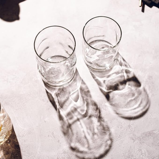 Libbey Lava Rocks Glasses Set, Free Form Glassware Drinking Glasses Set of 8, Tactile, All-Purpose, Dishwasher Safe Glasses for Cocktail Parties
