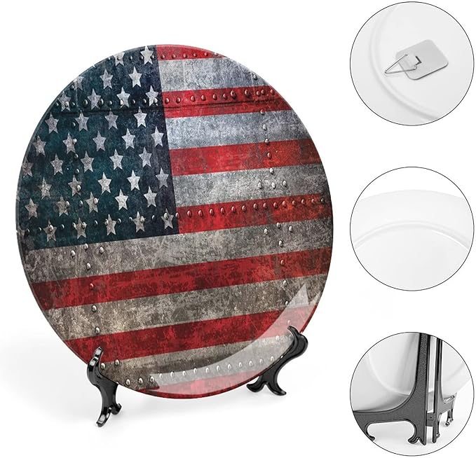 Decorative Plates, American Flag Print Ornament, US Flag Plate, 6 Inch, Kitchen Wall Decor, Multicolor
