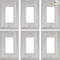 6-Pack Decorator Outlet Cover Plate, Brushed Nickel Decorative Switch Plates and Outlet Covers, Durable Zinc Alloy Wall Plates for Electrical Outlets, Receptacle, GFCI Outlet, Dimmer Switch