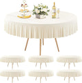 6 Pack Ivory Spandex Round Tablecloths for 72in Table, Stretchy Fitted 6FT Round Table Cloths, Wrinkle Free Table Cover with Skirt for Wedding Birthday Party Bridal Shower Banquet