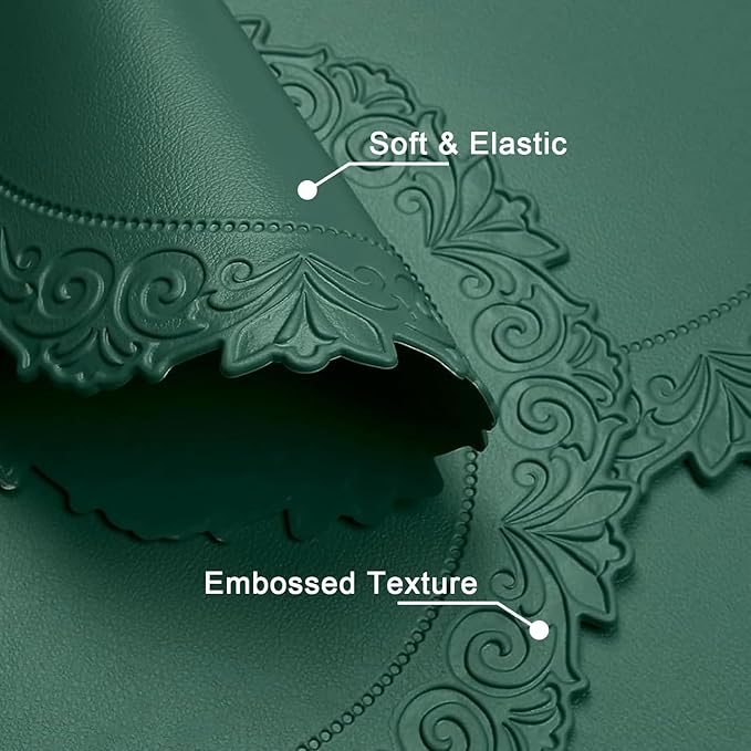 Noctiflorous Round Faux Leather 15 Inch Placemats Set of 4 Waterproof Wipeable Heat Resistant Tablemat for Dining Table Kitchen Non Slip Oilproof Table Place Mat for Indoor Outdoor(Green, 4)