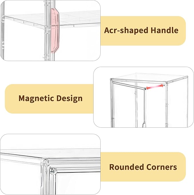 Attelite Pastry Display Case, Large Bread Box for Kitchen Countertop, 2 Pack 3 Layers Adjustable Clear Bread Storage with Magnetic Door, Bread Container for Bread, Bagel, Donut