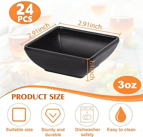24 Pcs Dipping Sauce Bowls, 3 oz Small Sauce Bowls, Dish for Ketchup, Vinegar, Sushi, BBQ and Party Dinner