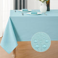 Rectangle Tablecloth Waterproof 60x104 inch Linen Textured Table Cloth Stain and Wrinkle Resistant Washable, Decorative Fabric Table Cover for Dining, Party and Camping, Aqua
