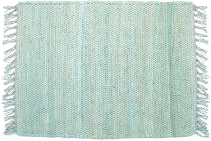 PILLOWPIA Handcrafted Chindi Placemat – 100% Cotton, Handwoven Boho Table Mat | Eco-Friendly, Colorful Decor for Dining, Kitchen, or Coffee Table - Aquatic