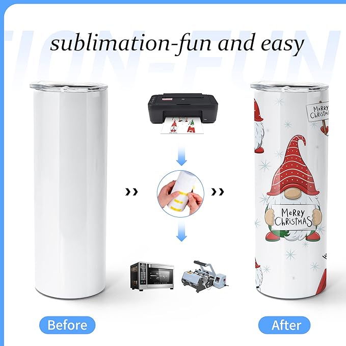 AGH 10pcs 20oz Sublimation Tumblers Bulk With Flat Edge, 20 oz Sublimation Tumbler Blank, Skinny Straight Stainless Steel Blanks Cups with Individual Box, Plastic Straw for Coffee, Drinks, DIY, Crafte