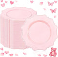 COLOSUS 60pcs Pink Plastic Dessert Plates - 7.5 Inch- Heavy Duty Disposable Plastic Appetizer/Salad/Cake Plates for Party Wedding and Everyday Use,Valentine's Day