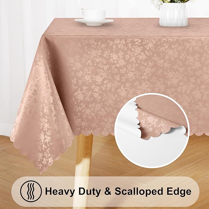 Smiry Round Table Cloth, Waterproof Heavy Duty Vinyl Tablecloths, Wipeable Washable Table Cover for Kitchen and Dining Room (Tan, 70" Round)