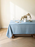 Blue Linen Table Cloths for Rectangle Tables Farmhouse Neutral Tablecloth Rectangular Kitchen Decoration Dining Table Cover Washable 60x132