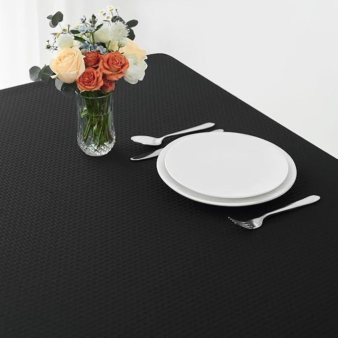 maxmill Weaved Texture Tablecloth Water Resistance Antiwrinkle Spillproof Soft Washable Table Cloth for Dining Room, Buffet Banquet Parties Holiday Dinner, Rectangular 60 x 108 Inch, Black