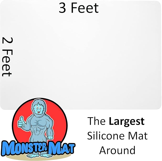 MonsterMat 36x24 Inch Extra Large Silicone Table Protector Craft Mat for Painting, Clay, Projects, Arts and Crafts, Soldering and Resin. Easy Clean Up and Storage. Largest Mat Available. (White)