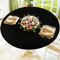 Round Spandex Tablecloth, Elastic Fitted Waterproof Tablecloths for 25"-30" Tables, Stretch Washable Picnic Table Cover for Camping, Dining, Indoor and Outdoor, Black