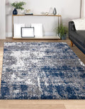 Keen Home Design Area Rugs - 5x8 Non-Shedding, Abstract Rugs for Kitchen, Living Room, Bedroom, Dining Room, Entryway - Size: 5'3" x 7'7", Navy/Grey/White